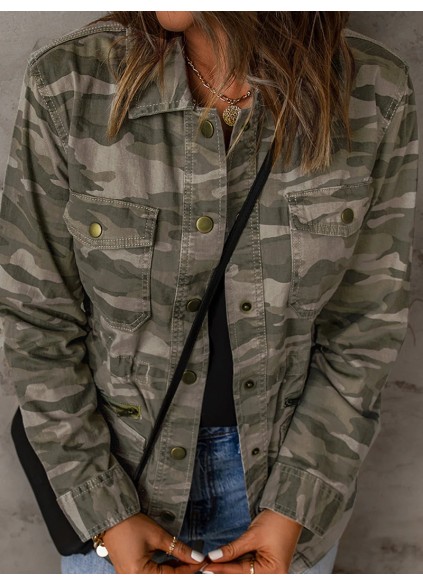 Women's Casual Camouflage Long Sleeve Jacket