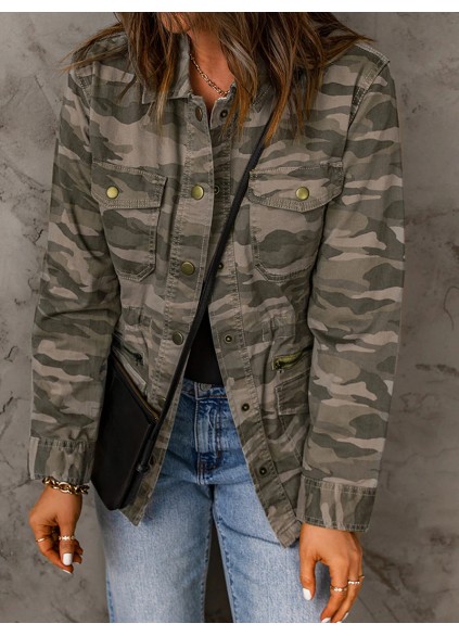 Women's Casual Camouflage Long Sleeve Jacket