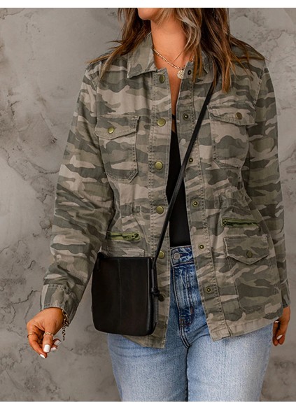 Women's Casual Camouflage Long Sleeve Jacket