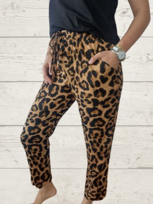 Women's Casual Elastic Print Trousers