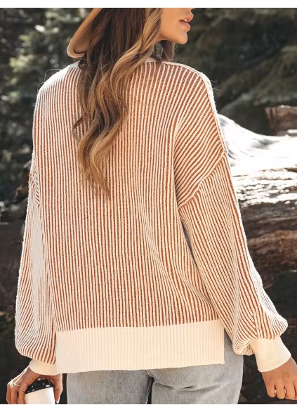 women's casual striped crew neck sweater