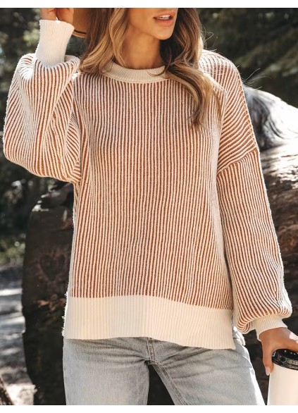 women's casual striped crew neck sweater