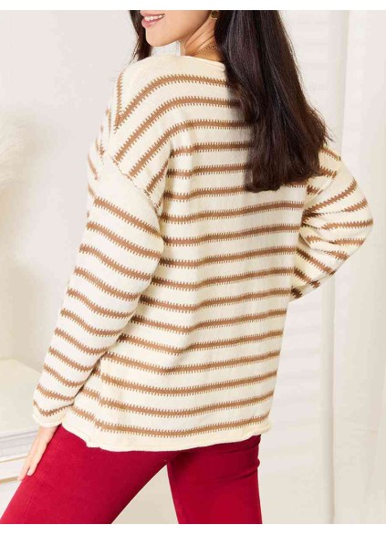 Women's Casual Striped Long Sleeve Sweater