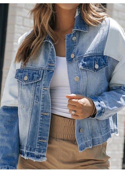 Women's contrast patchwork denim jacket