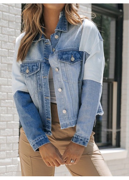 Women's contrast patchwork denim jacket