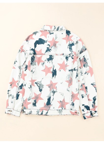 Women's contrast star print denim jacket