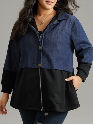 Women's denim patchwork coat