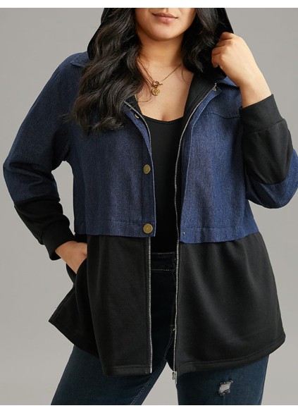 Women's denim patchwork coat