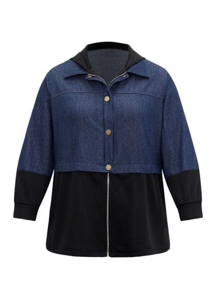 Women's denim patchwork coat