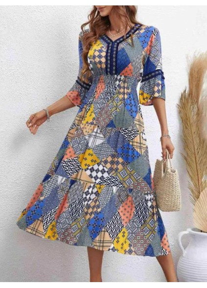 Women's geometric pattern printed dress