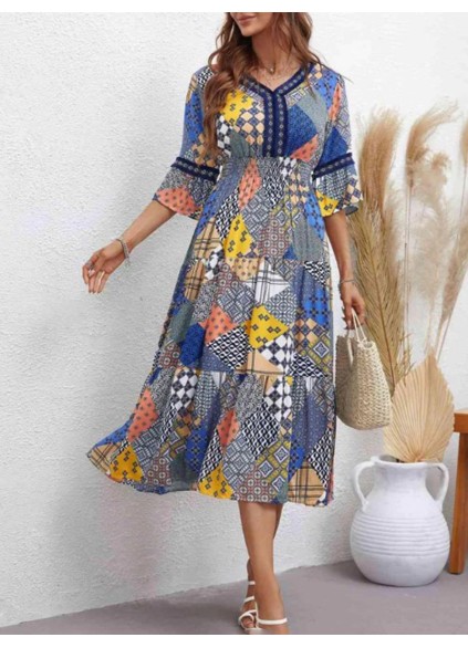 Women's geometric pattern printed dress