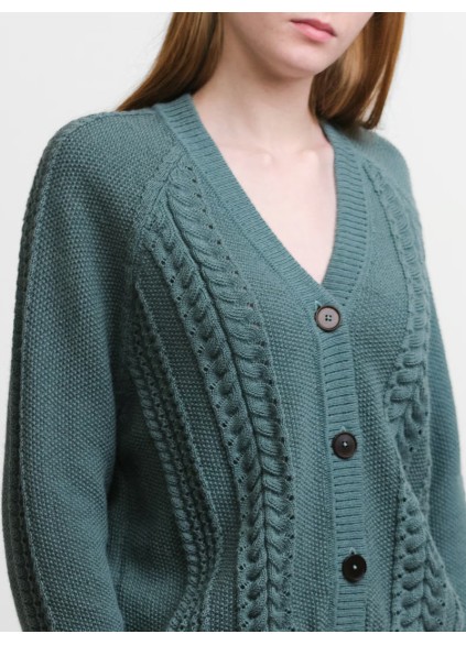 Women's green woven cardigan