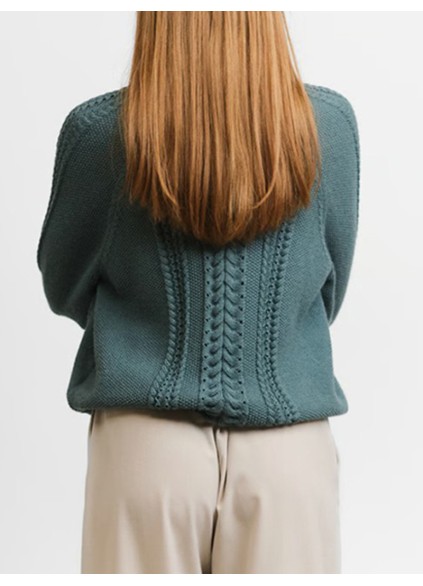 Women's green woven cardigan