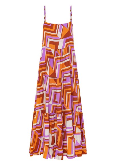 Women's halter holiday geometric print dress