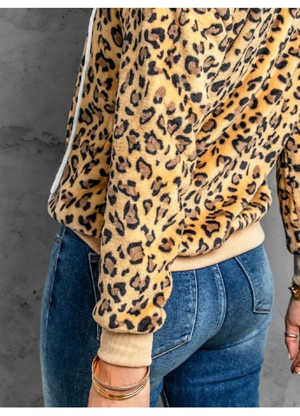 Women's leopard print drawstring long sleeve sweatshirt