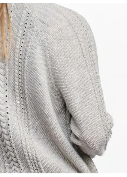 Women's light gray woven wool sweater