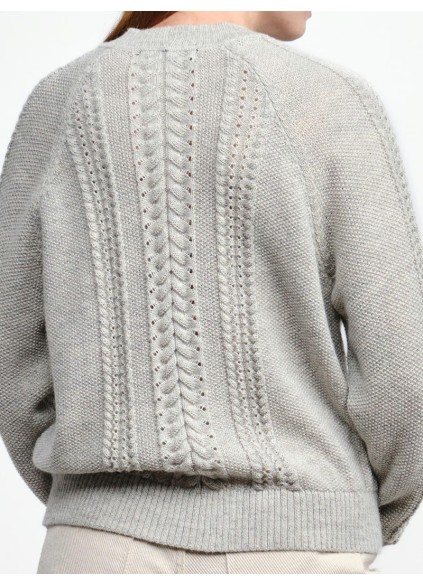 Women's light gray woven wool sweater