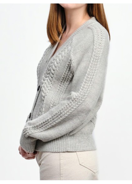 Women's light gray woven wool sweater