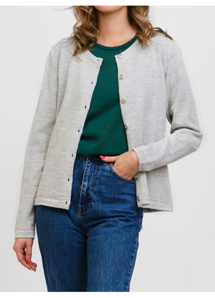 Women's light grey woven wool sweater