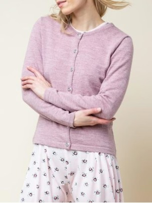 Women's light pink woven wool sweater