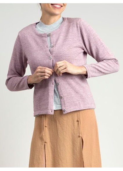 Women's light pink woven wool sweater