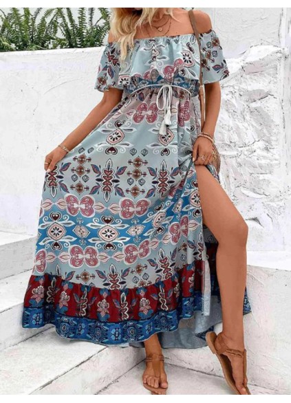 Women's Off Shoulder Split Holiday Dress