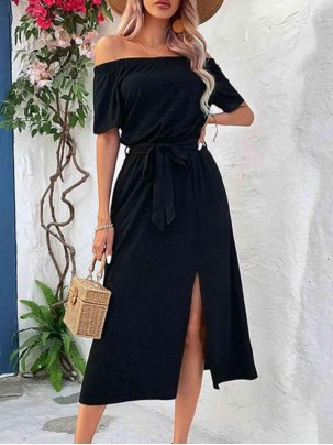 Women's Off Shoulder Waist Dress