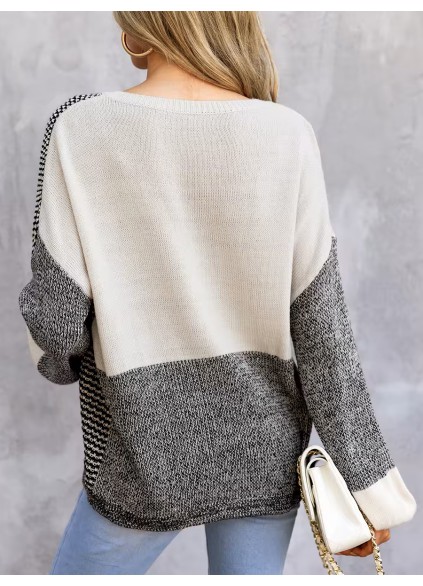 Women's patchwork drop sleeve sweater