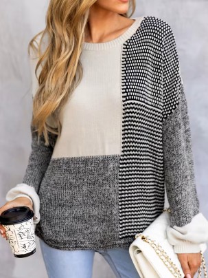 Women's patchwork drop sleeve sweater