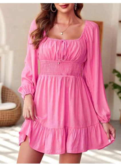 Women's pink bubble sleeved dress