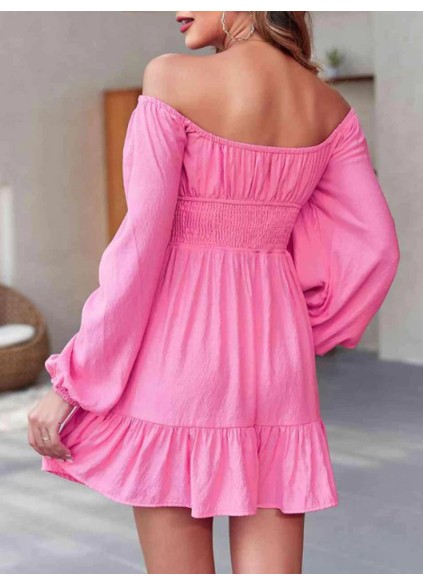 Women's pink bubble sleeved dress