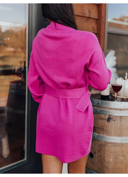 Women's Pink Turtleneck Sweater Dress