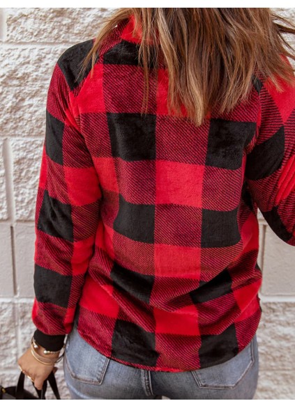 Women's plaid patchwork long sleeve sweatshirt