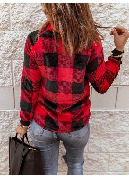 Women's plaid patchwork long sleeve sweatshirt