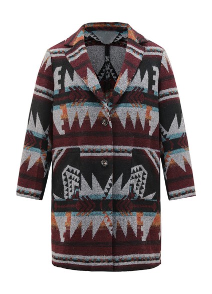 Women's printed jacket with geometric pattern