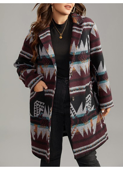 Women's printed jacket with geometric pattern