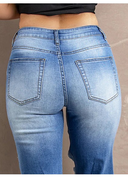 Women's ripped gradient jeans