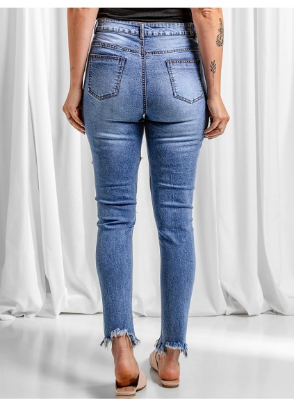 Women's ripped slim fit mid-rise jeans