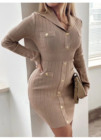 Women's slim long sleeve knitted dress