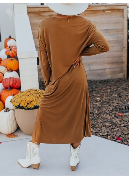 Women's Solid Color Split Long Dress