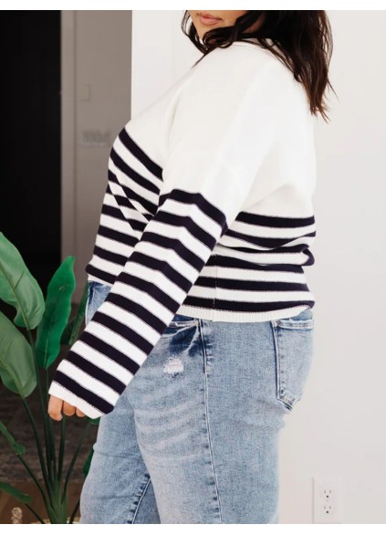 Women's V-neck striped sweater