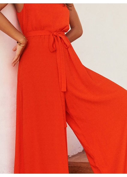 Women's vacation loose wide-leg jumpsuits