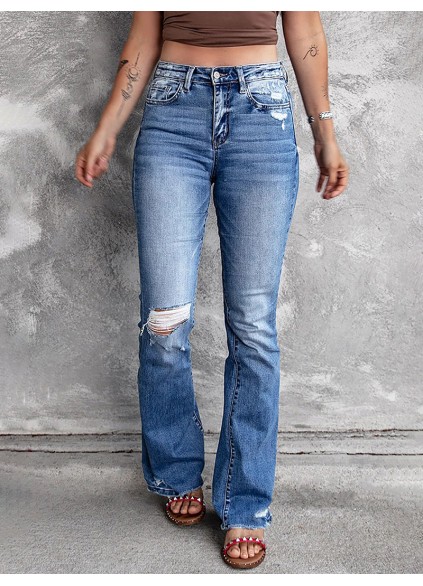 Women's versatile micro-flared jeans