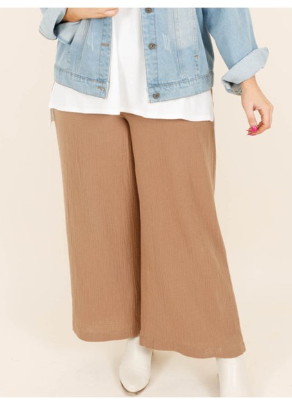 Wrinkled loose straight leg pants with gathered craftsmanship