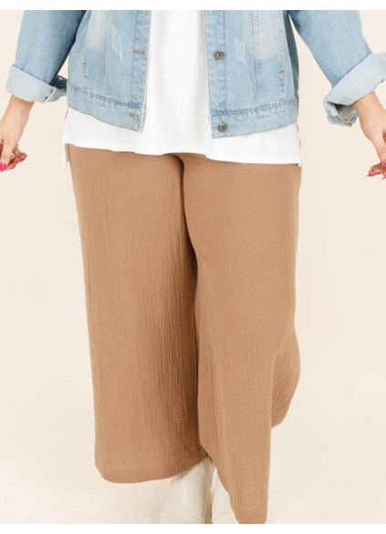 Wrinkled loose straight leg pants with gathered craftsmanship