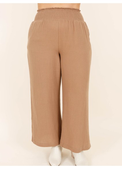 Wrinkled loose straight leg pants with gathered craftsmanship